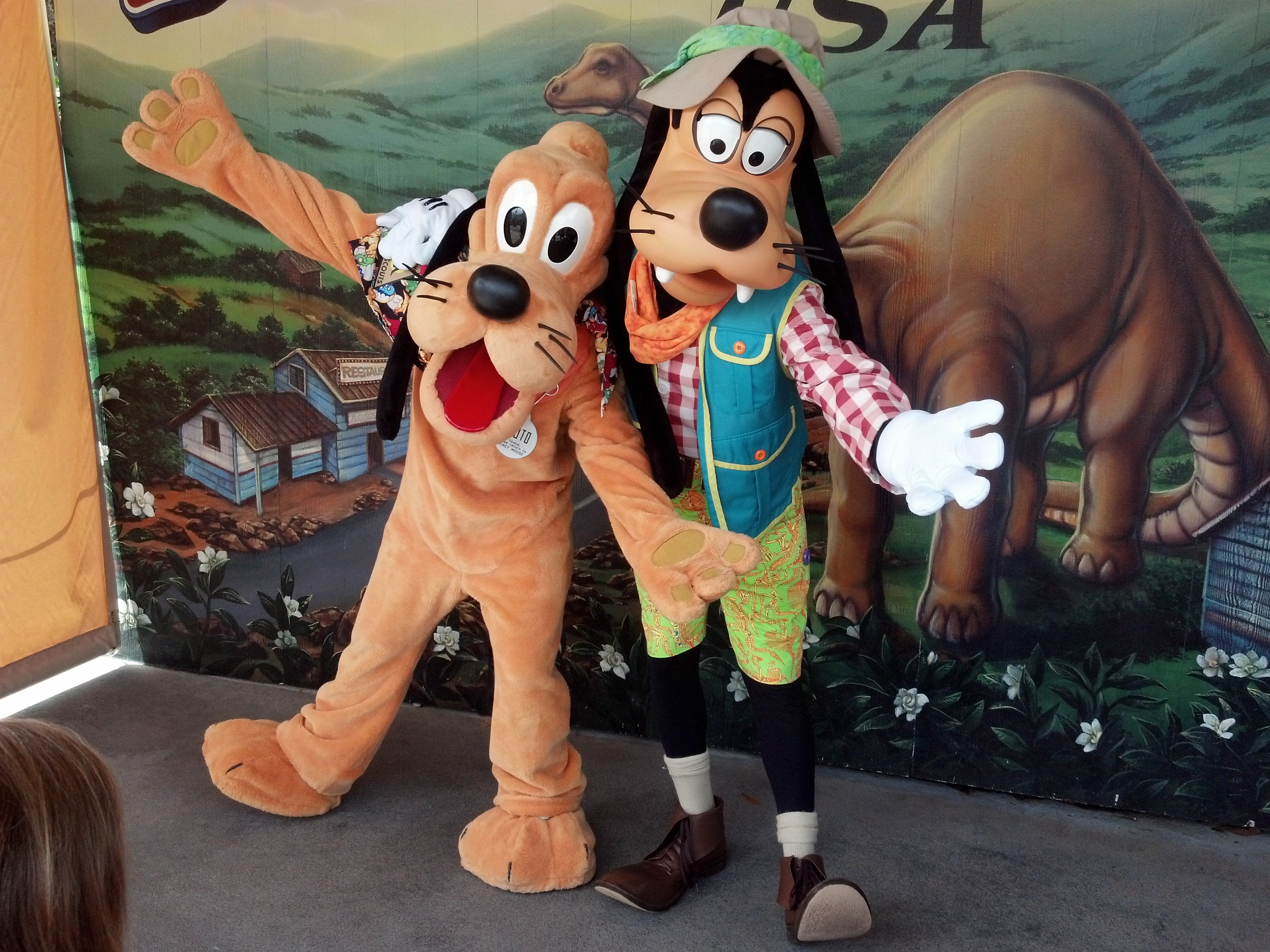 Pluto and Goofy at Dinoland in Animal Kingdom 2012