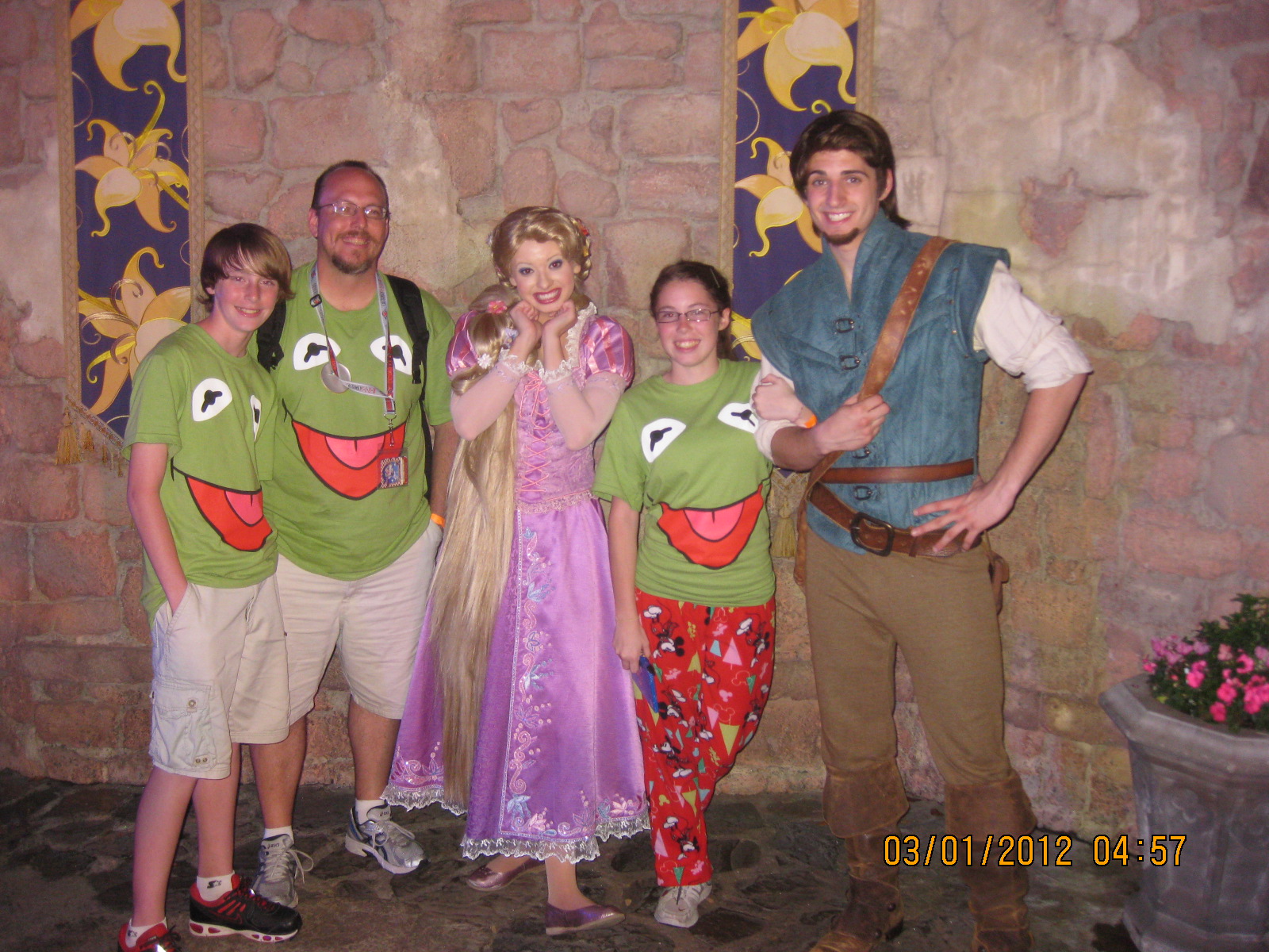 Flynn Rider and Rapunzel at Magic Kingdom Leap Day 2012.  3 1/2 hour wait!