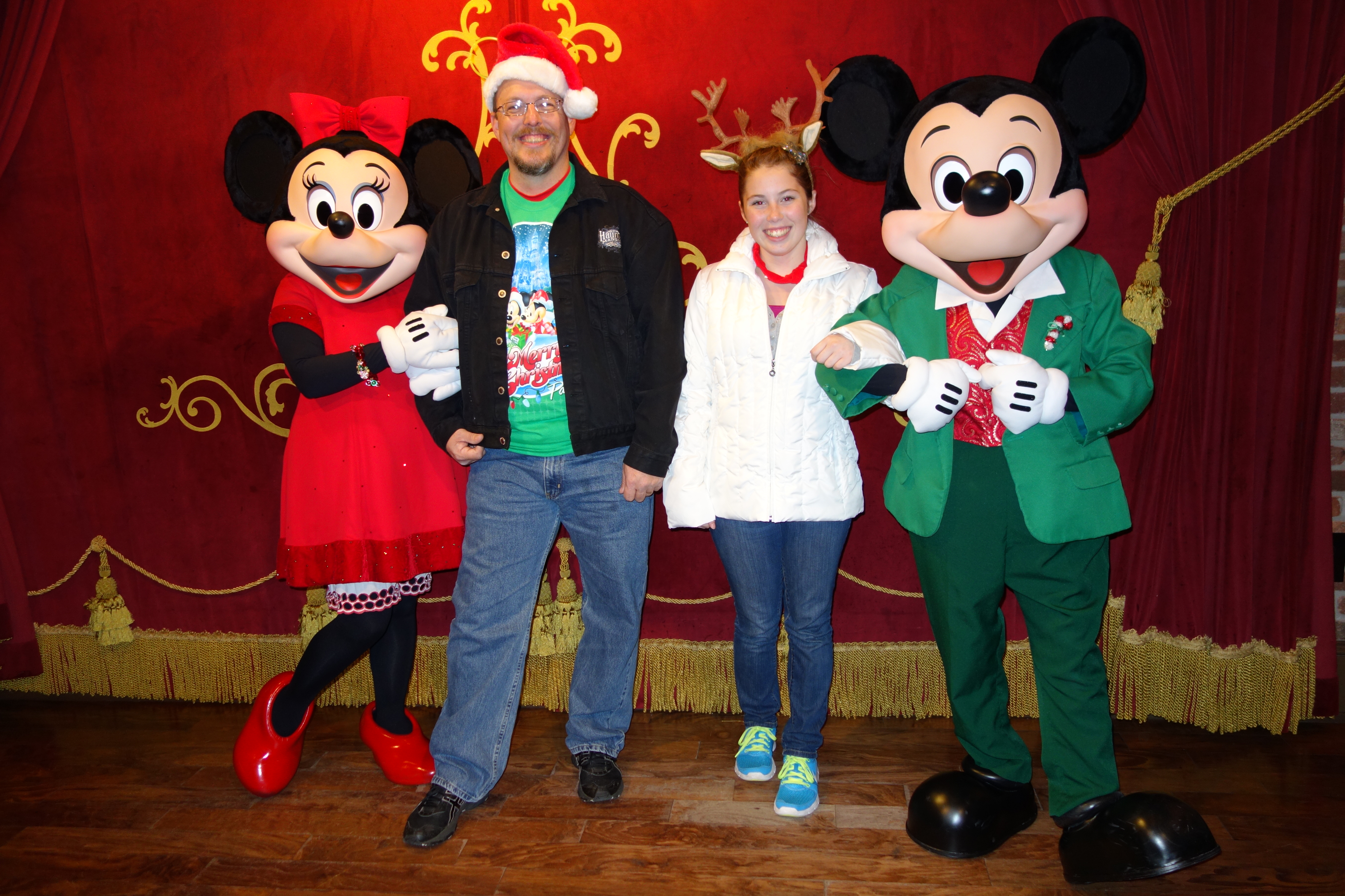 Mickey and Minnie at Town Square Theater in Magic Kingdom 2012 Christmas Party