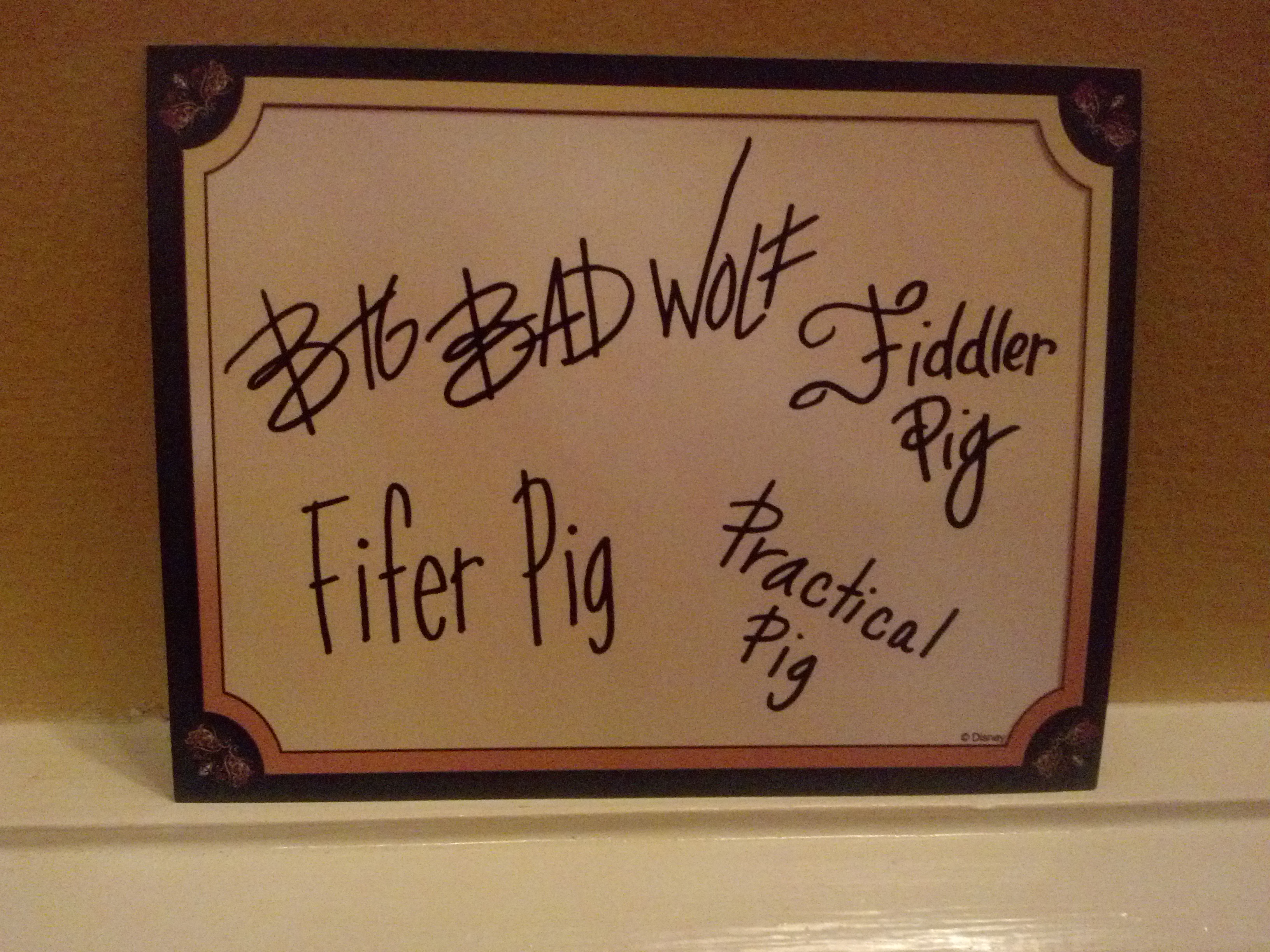 Three LIttle Pigs and Big Bad Wolf Autograph back