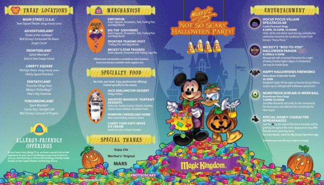 Mickey's Not So Scary Halloween Party Map 2017 Front