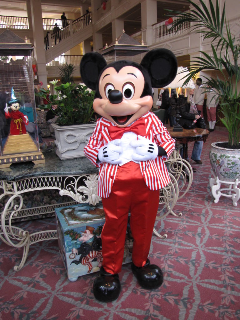 Mickey wearing one of his special outfits at the Disneyland Hotel.