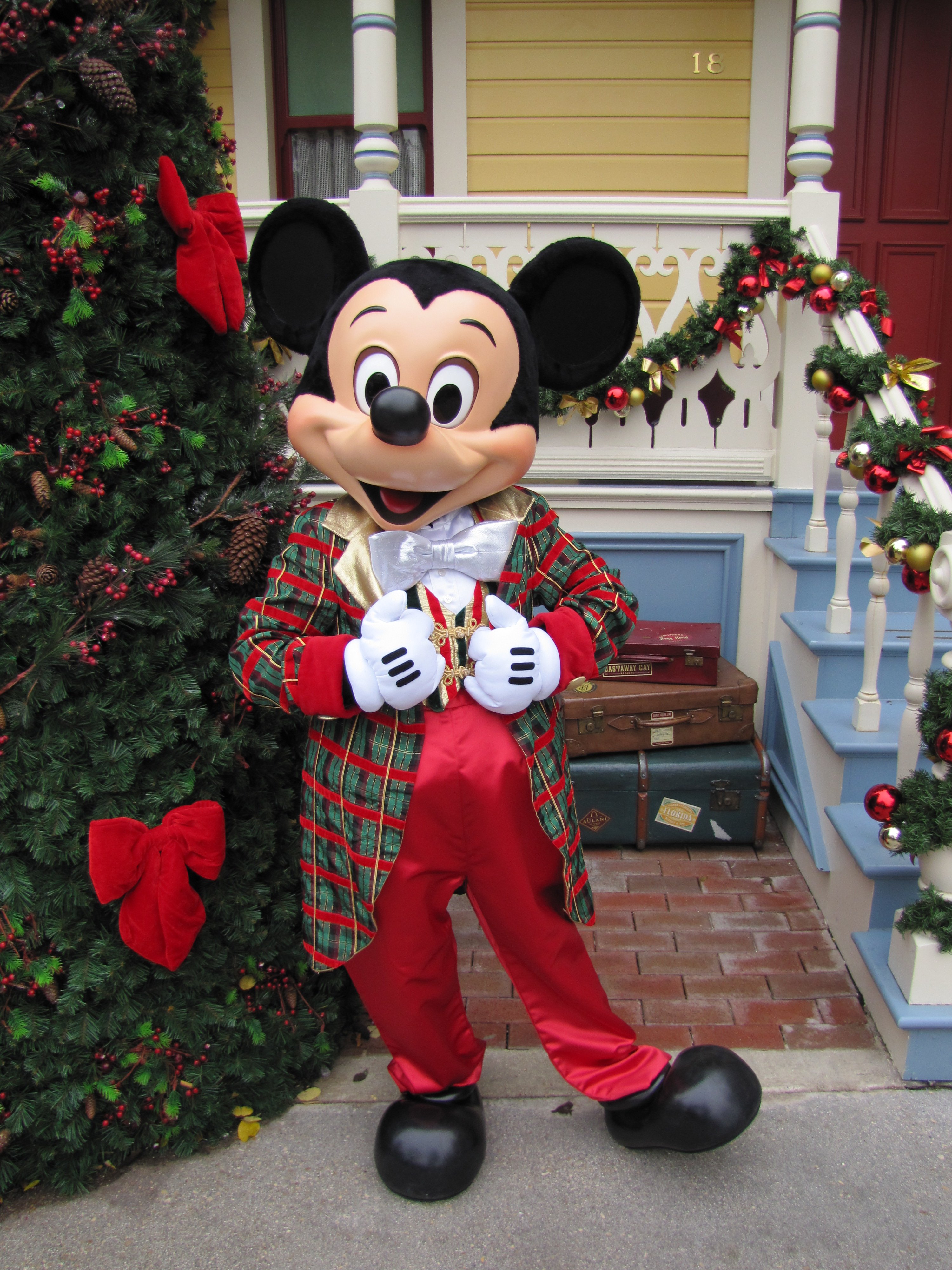 Mickey wearing his Christmas outfit during the 2011/2012 Christmas Season at the Disneyland Park.