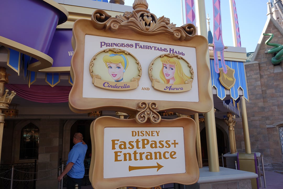 The sign clearly marks which Princess is in which line, but people still kept asking :) RIGHT side Cinderella/Aurora