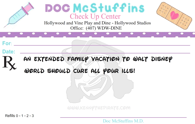 Doc McStuffins excuse from school or work, kenny the pirate