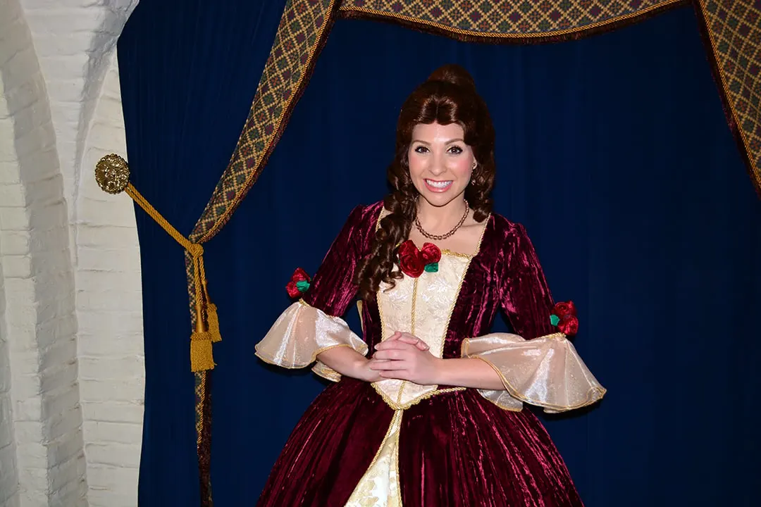 Walt Disney World, Epcot, Akershus Royal Banquet Hall, Princess Character Meal, Belle in Christmas Dress
