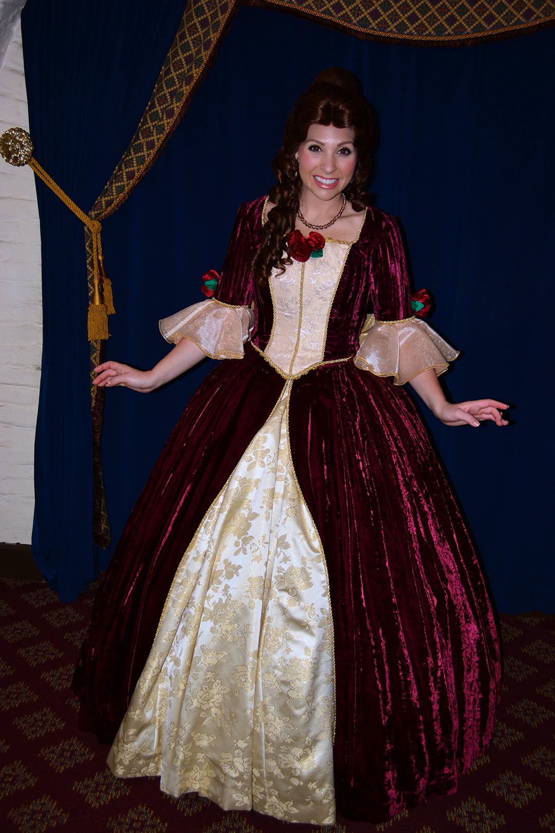 Walt Disney World, Epcot, Akershus Royal Banquet Hall, Princess Character Meal, Belle in Christmas Dress