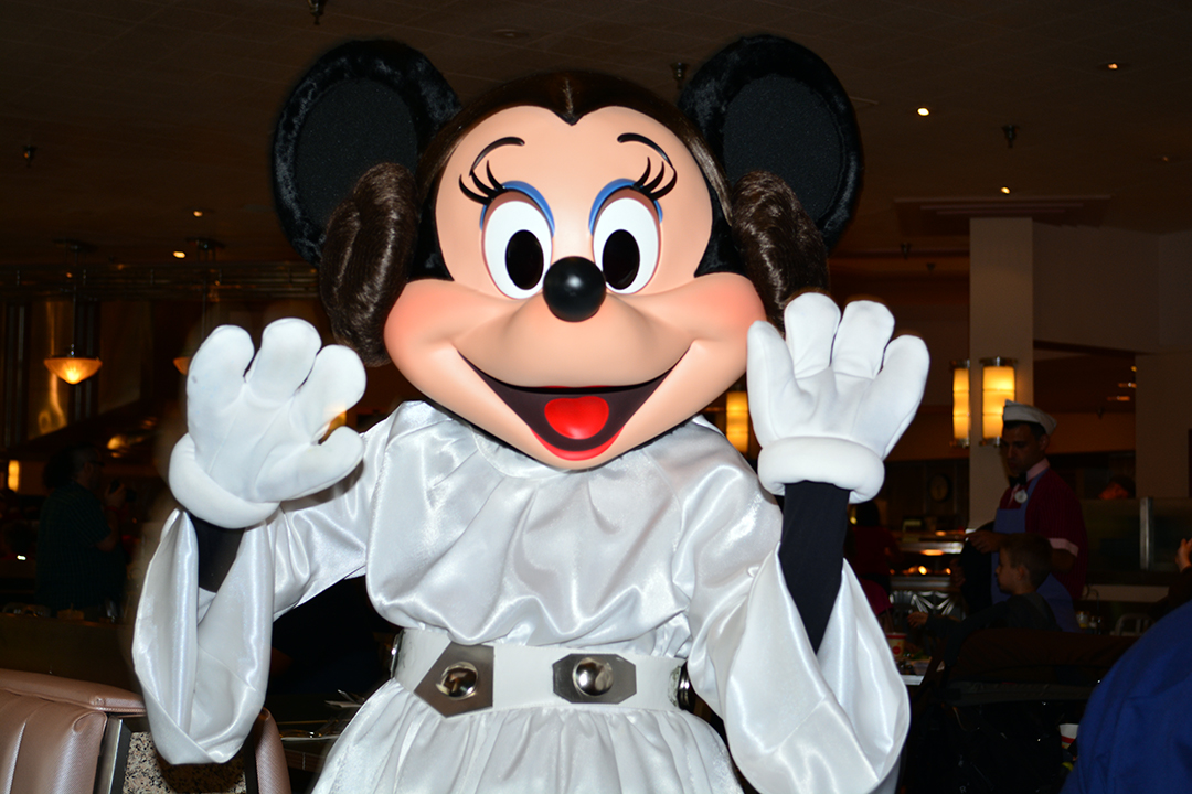 Princess Leia Minnie Mouse at Jedi Mickey Star Wars Diner at Hollywood and Vine in Disney Hollywood Studios