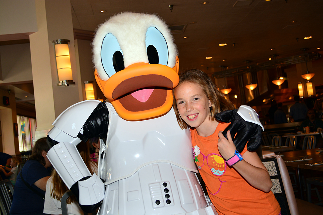 Stormtrooper Donald at Jedi Mickey Star Wars Diner at Hollywood and Vine in Disney Hollywood Studios