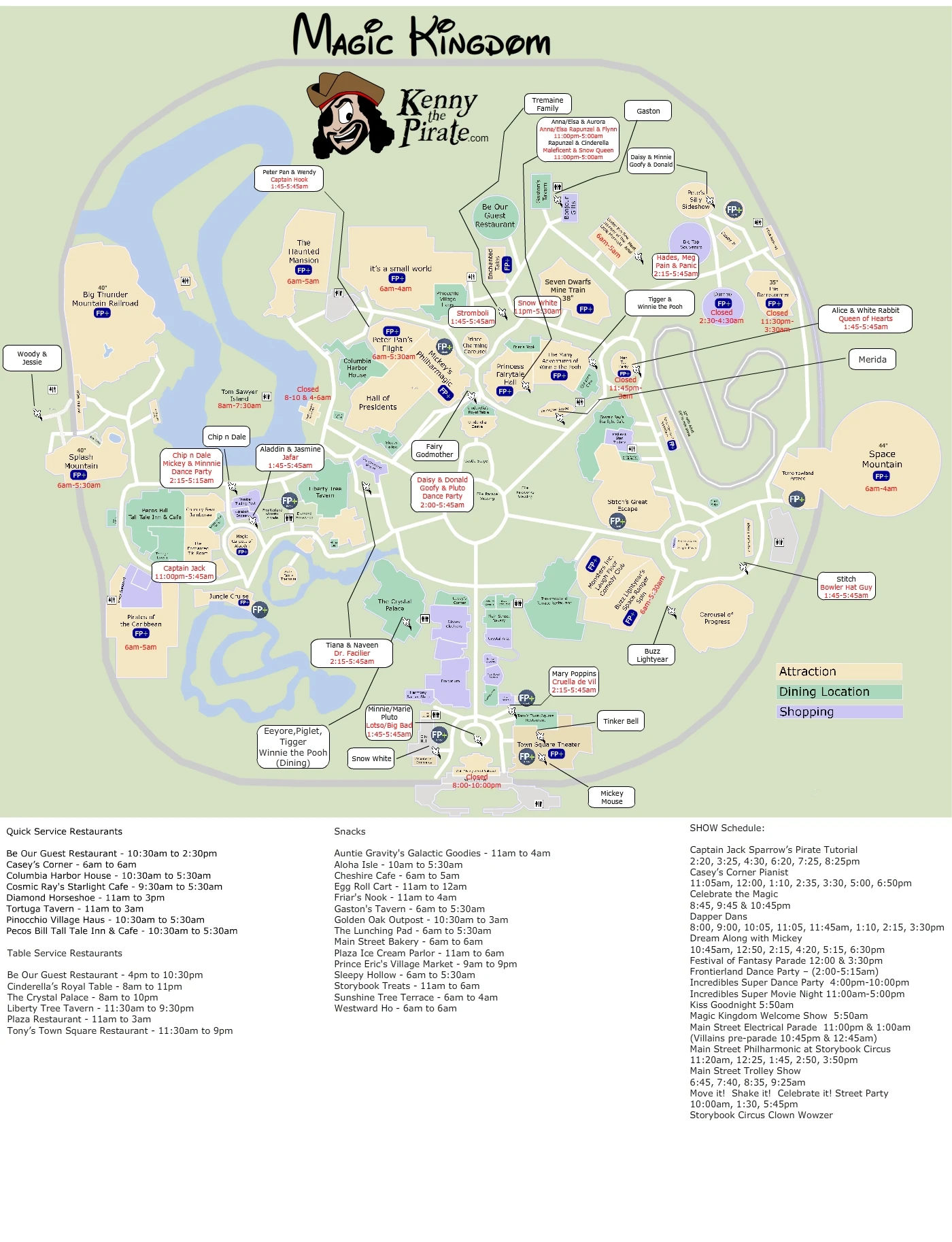 Magic Kingdom 24 Hour Rock Your Disney Side Map KennythePirate