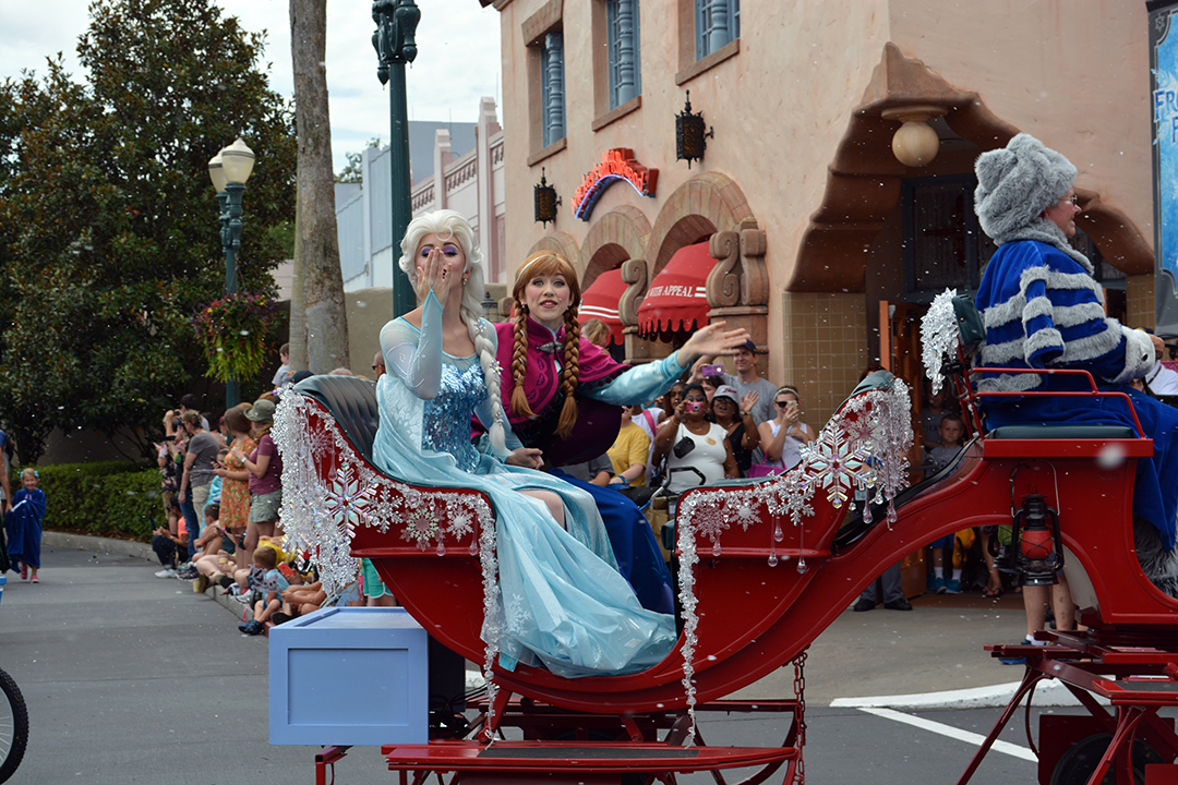 Anna and Elsa's Royal Welcome Parade featuring Kristoff at Hollwood Studios in Disney World