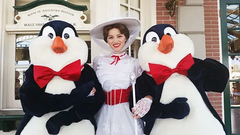 Mary Poppins meet and greet with Penguins at the Magic Kingdom in Walt Disney World