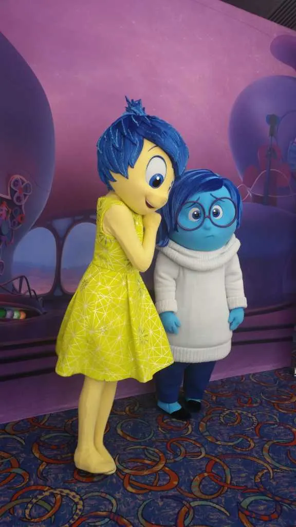Inside Out Characters Sadness and Joy at Disney Parks Blog Meet
