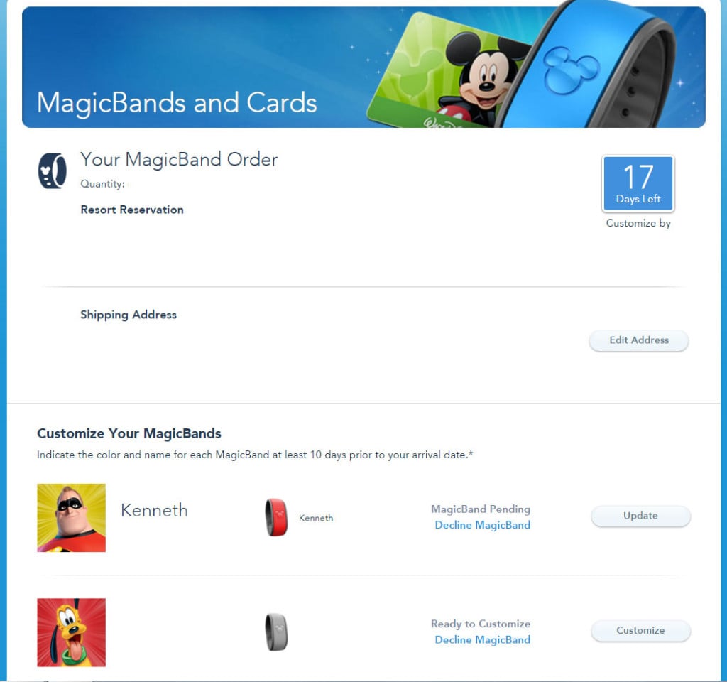 How to customize your MagicBand on My Disney Experience website