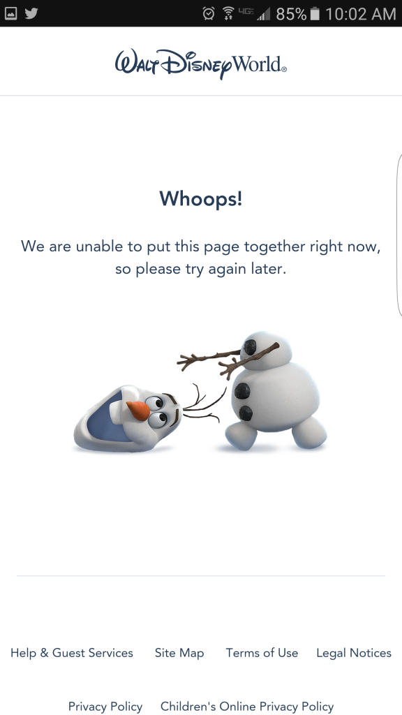 Olaf crashing My Disney Experience