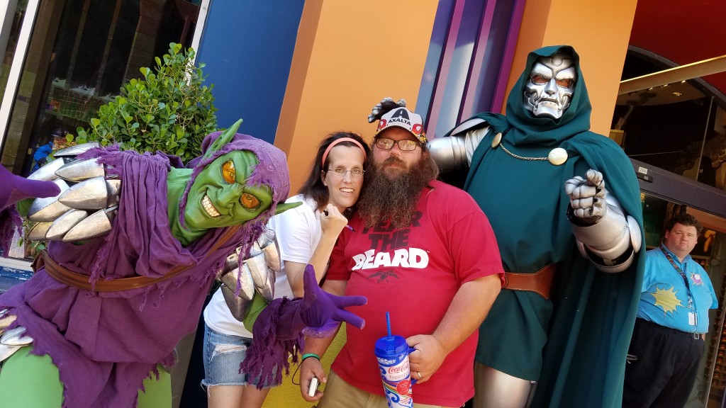 Universal Orlando Character Day with Ryan and Heather April 2016 (69) Green Goblin and Dr Doom