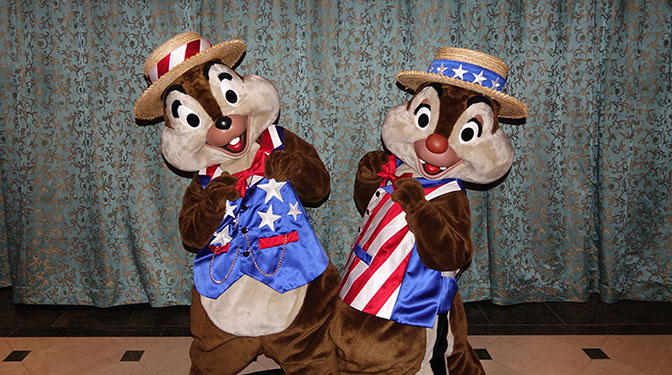 Chip n Dale as Patriot on July 4th onboard Disney Fantasy