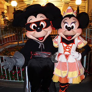 Mickey Mouse Zorro and Minnie Mouse Candy Cane at Disneyland Mickey's Halloween Party