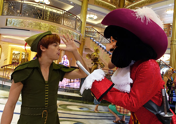 Peter Pan and Captain Hook onboard Disney Fantasy