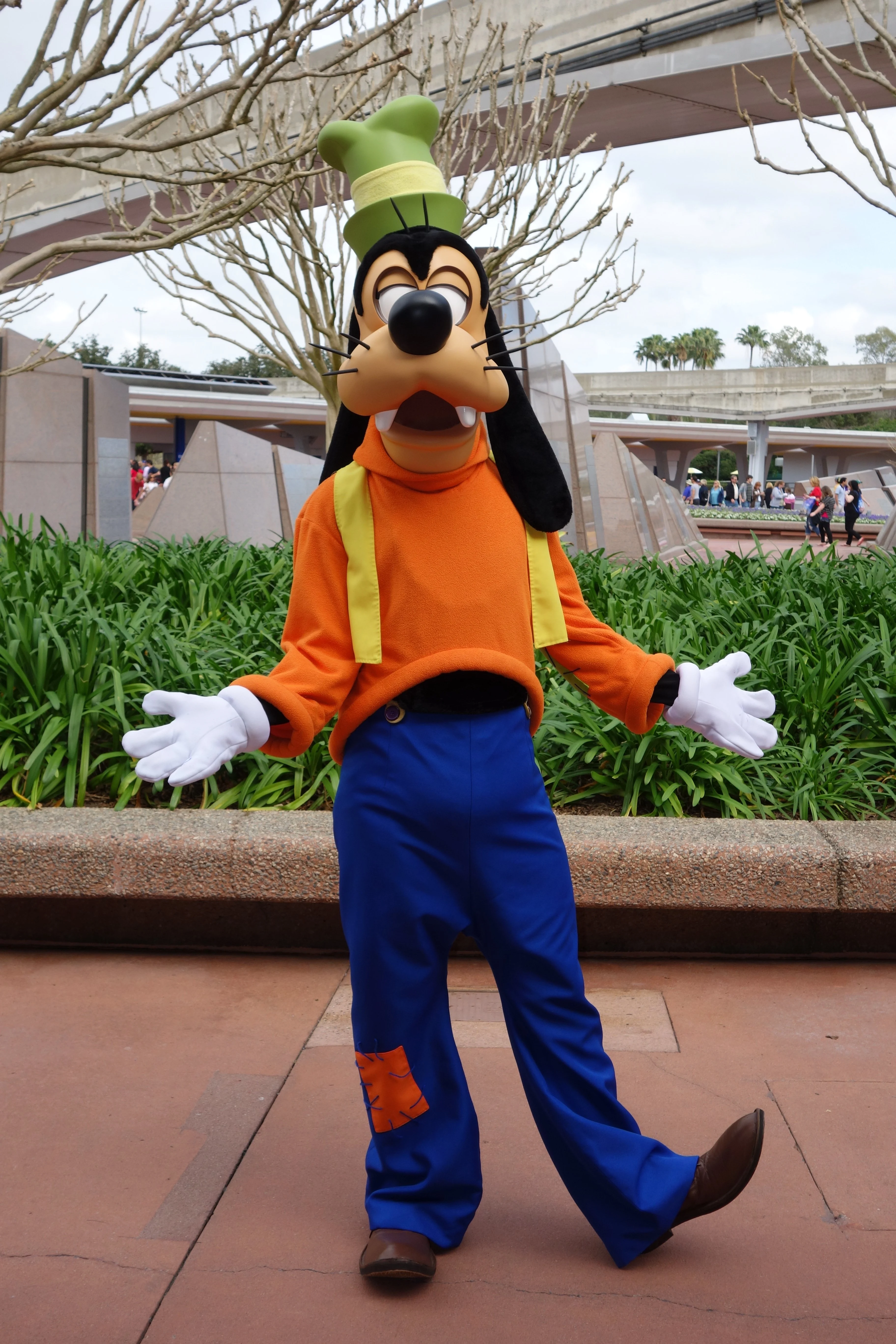Goofy at Epcot entrance 2013