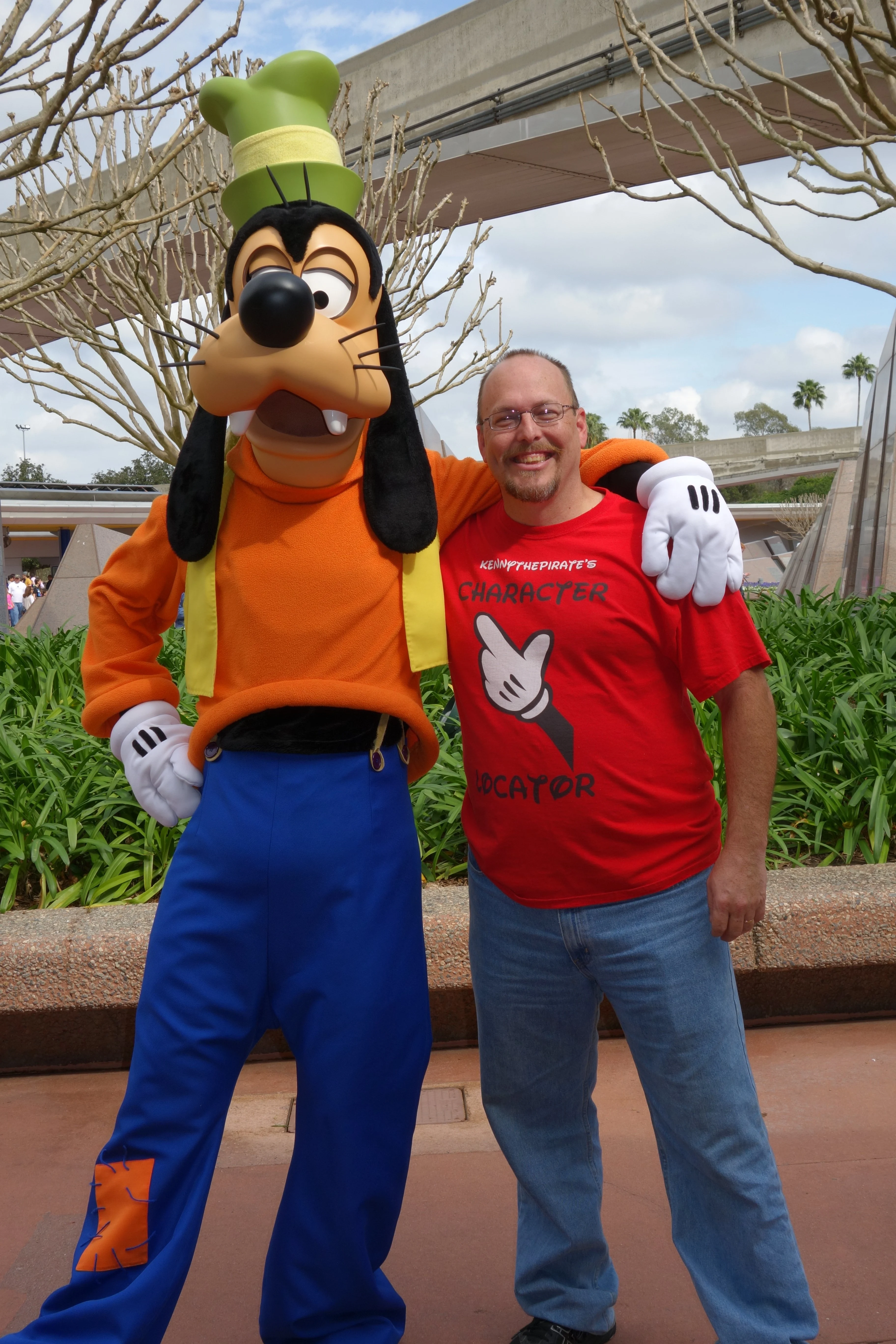 Goofy at Epcot entrance 2013