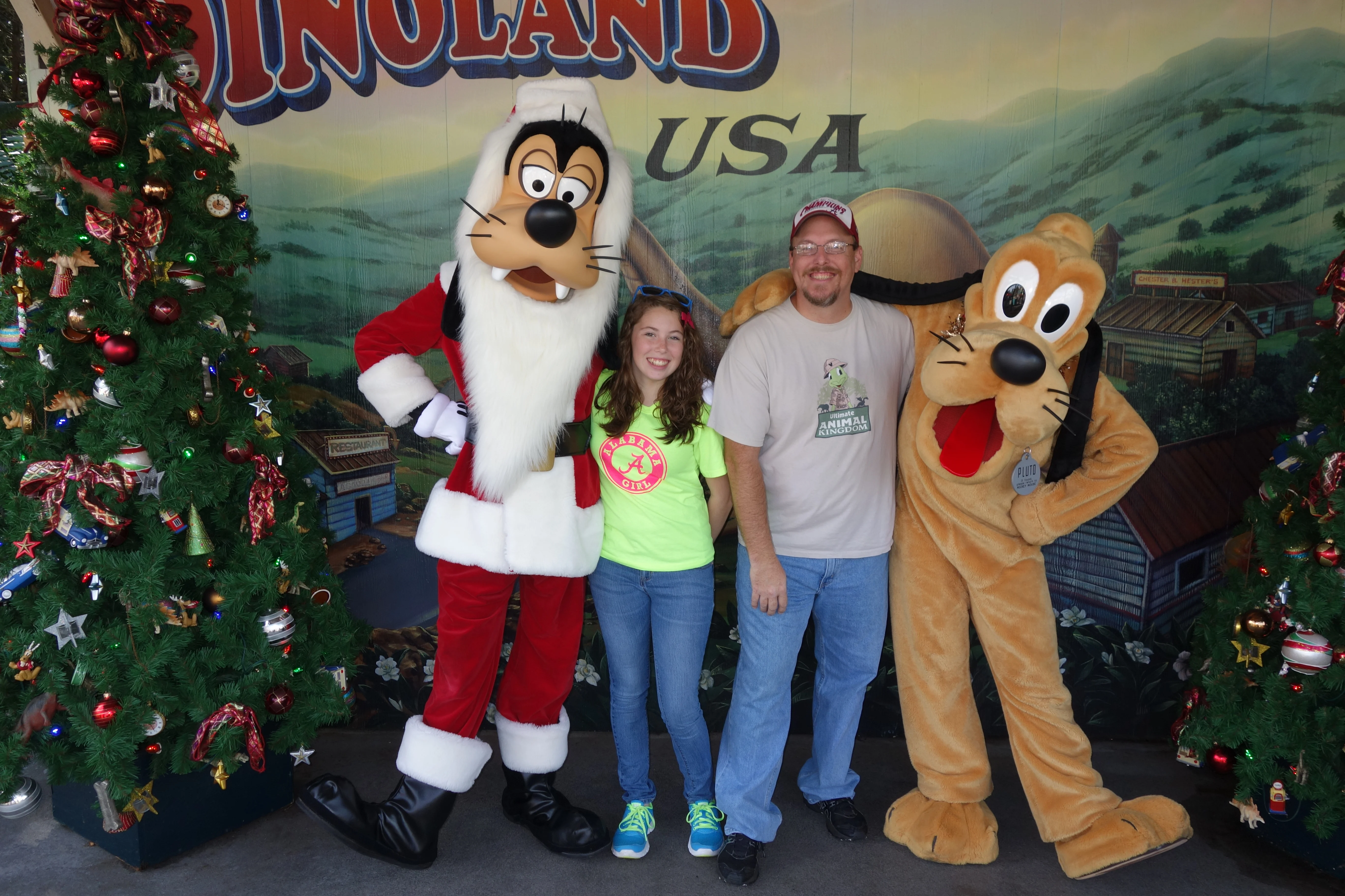 Pluto and Goofy at Dinoland in Animal Kingdom 2012