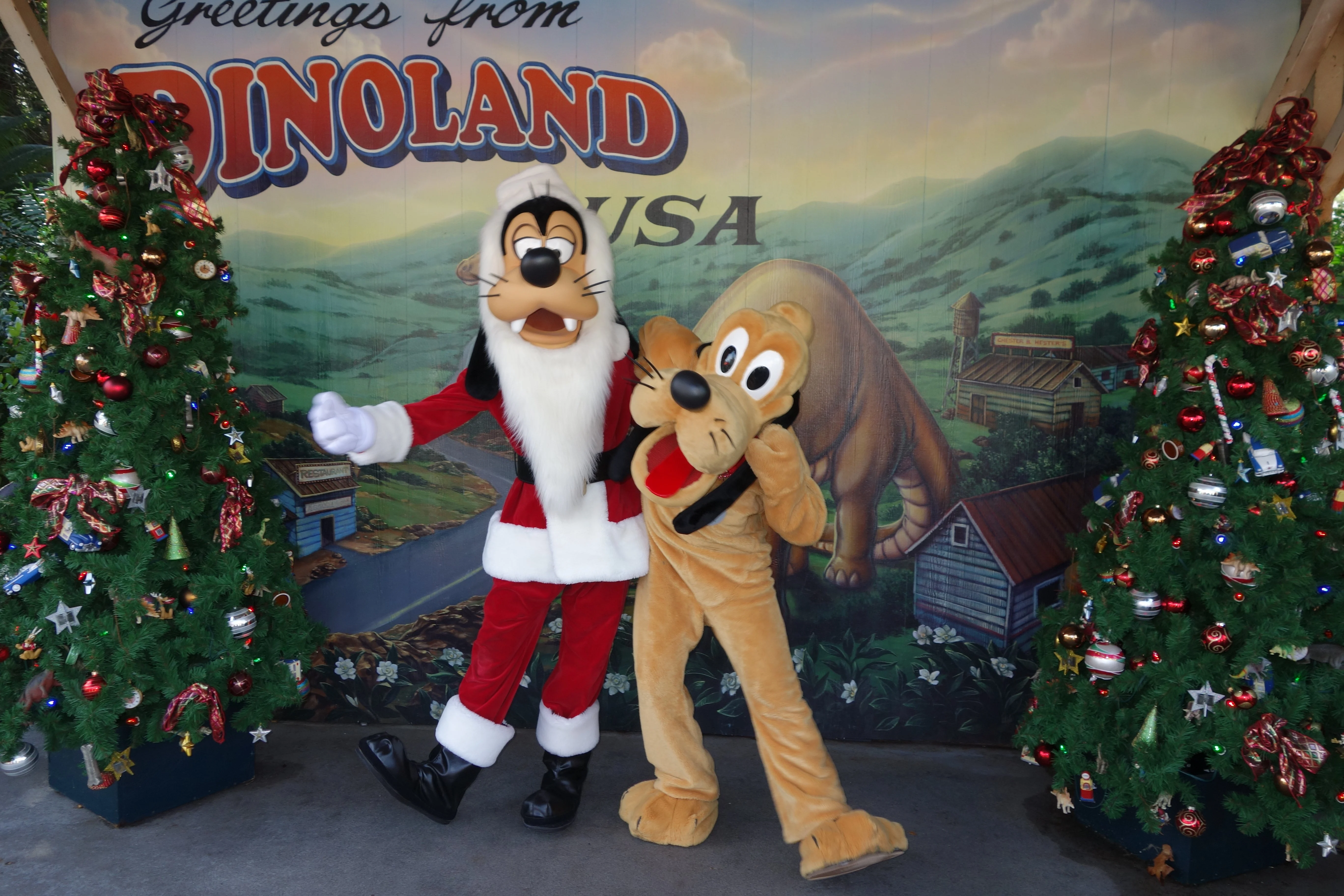 Pluto and Goofy at Dinoland in Animal Kingdom 2012