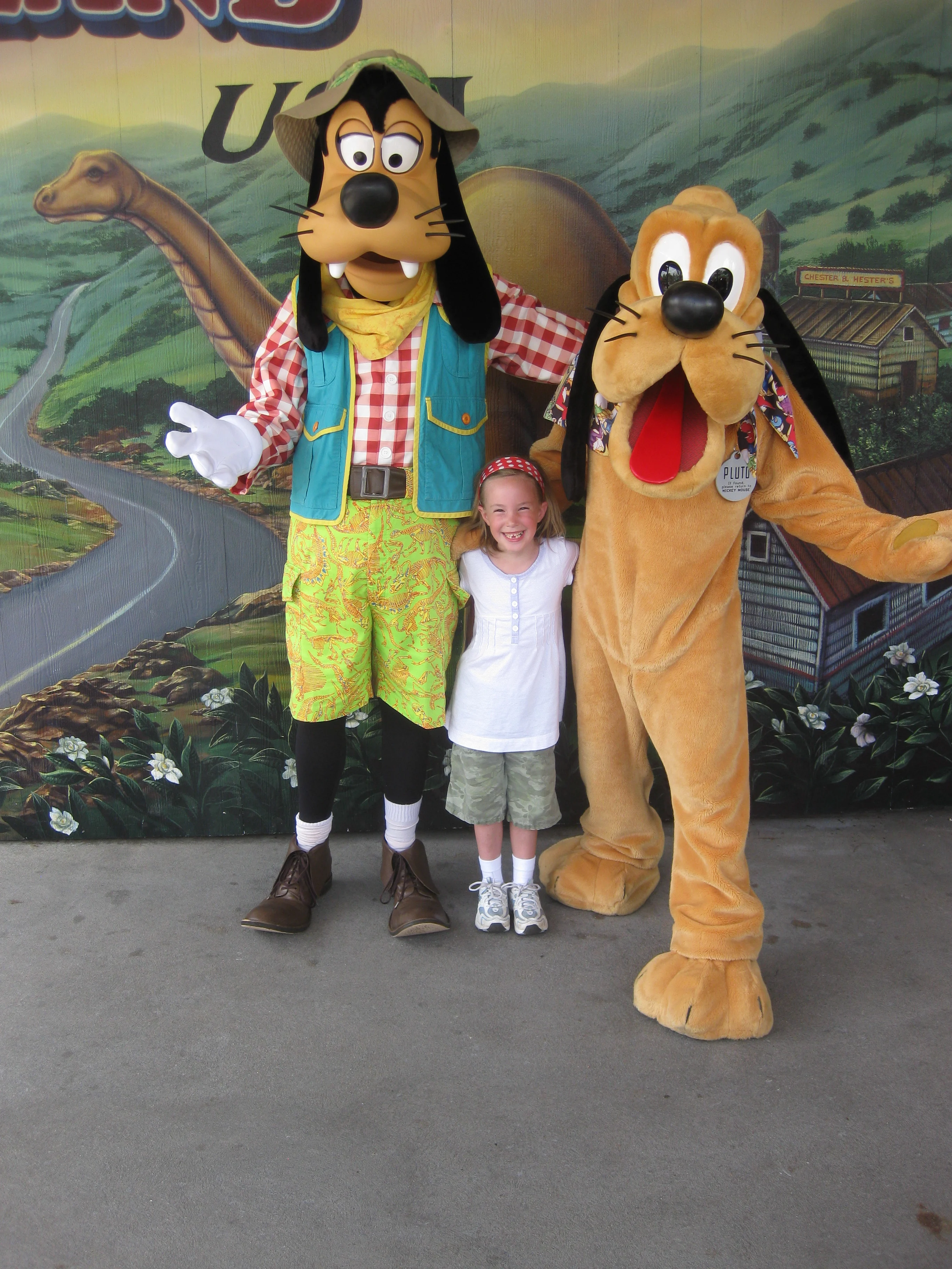 Pluto and Goofy at Dinoland in Animal Kingdom 2010
