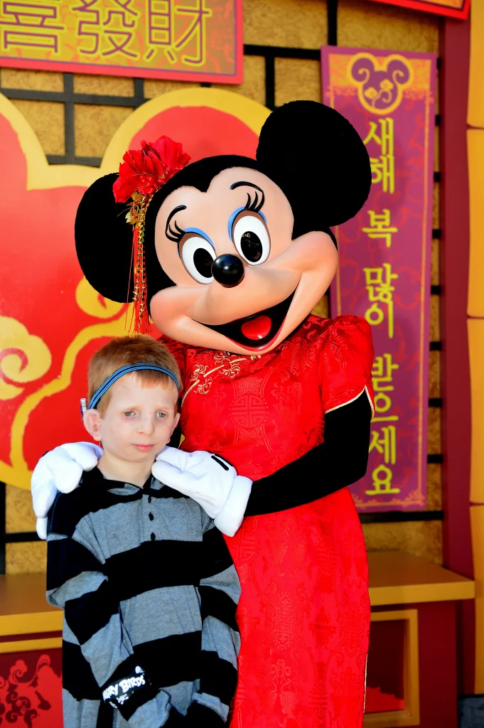 Minnie Mouse in her Chinese New Year Celebration costume.