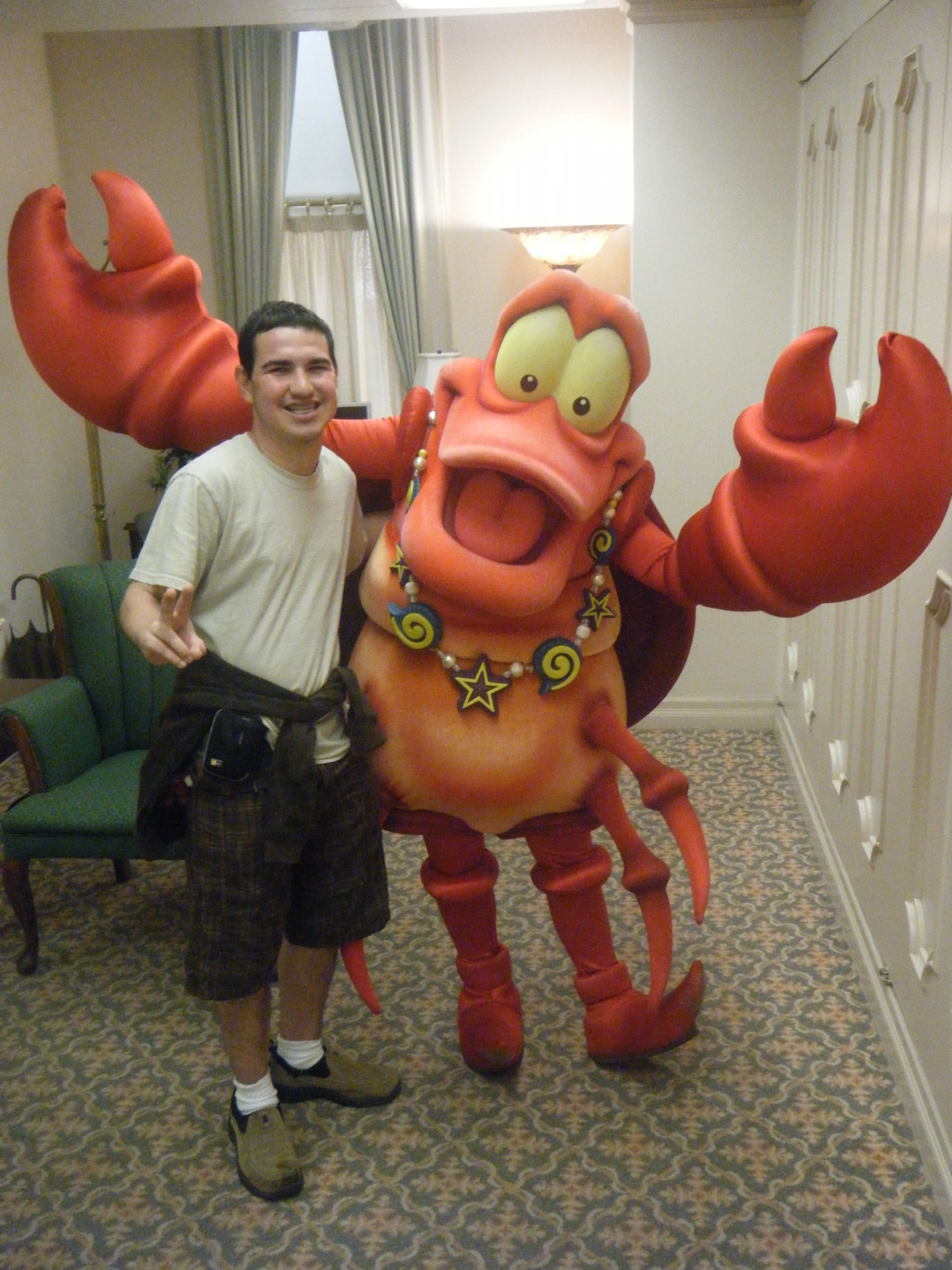 David Gaztambide with Sebastian from The Little Mermaid