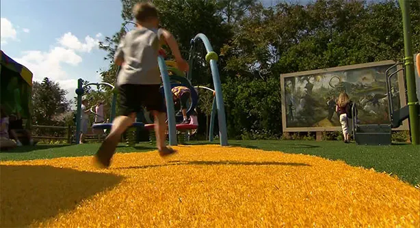 Like this little boy, your kids will enjoy a great play area to burn off some steam. There's a few chairs nearby for the tired parents. It's funny that parents rest by sitting and children rest by playing.