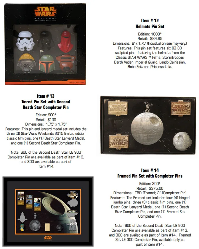 Star Wars Weekends Pin Sets l kennythepirate.com