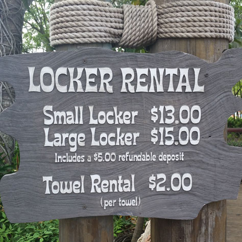 Locker rental and towel rental at Typhoon Lagoon at Walt Disney World