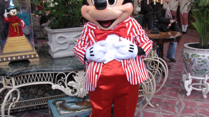 Mickey wearing one of his special outfits at the Disneyland Paris Hotel.