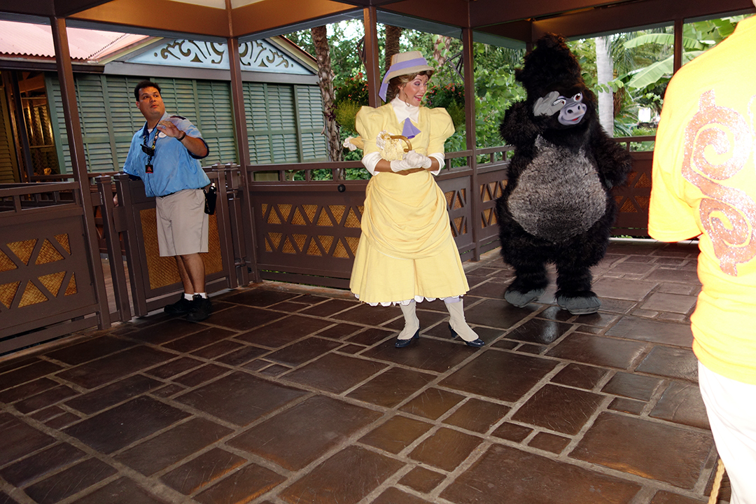 Jane with Terk at 7:29 pm. Tarzan and Jane were alternating every 15 minutes this year until late in the party when I found them together twice.