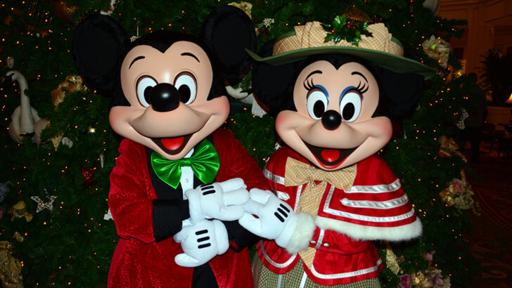 Grand Floridian Resort Christmas Characters Mickey and Minnie and Christmas Decor