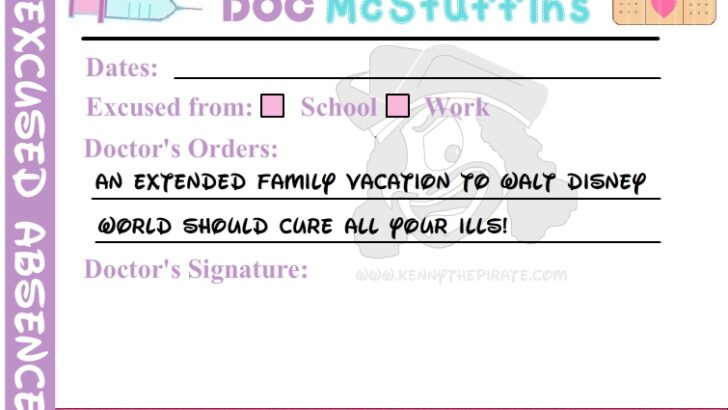 KennythePirate’s unofficial Doc McStuffins excuse from school or work and prescription forms