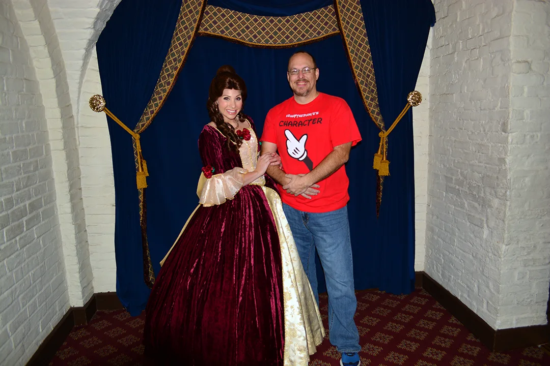 Walt Disney World, Epcot, Akershus Royal Banquet Hall, Princess Character Meal, Belle in Christmas Dress