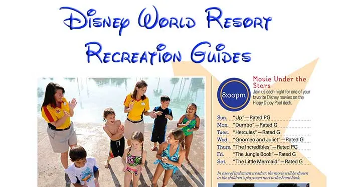 Disney World Resort Recreation Activities Guides, Disney World Resort Activities Calendar