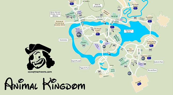 Animal Kingdom Map, KennythePirate Animal Kingdom Map, KennythePirate map, Best Disney World Map