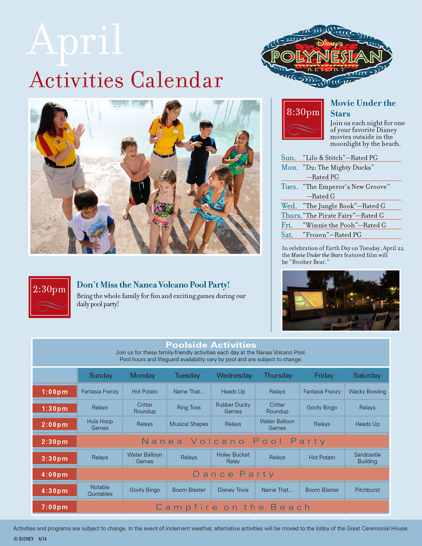 Polynesian Resort Recreation Activity Guide April 20141