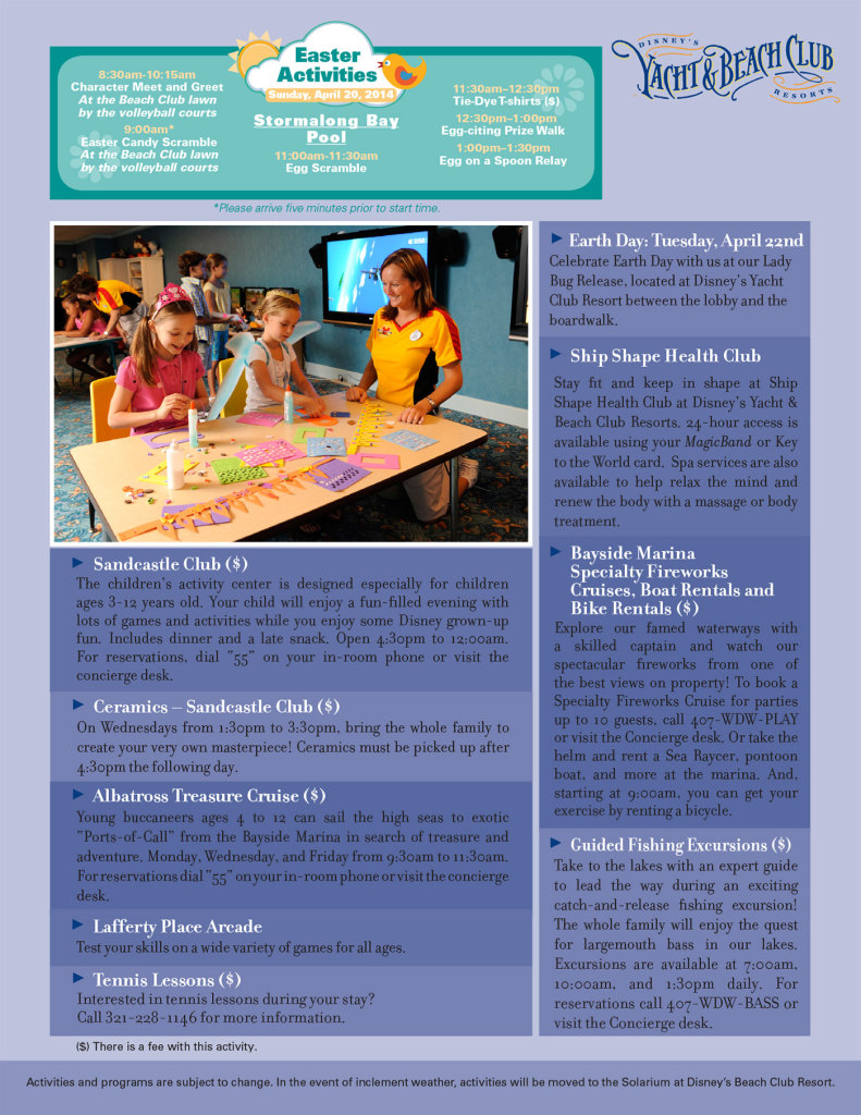 Yacht and Beach Club Resort Recreation Activity Guide April 20142