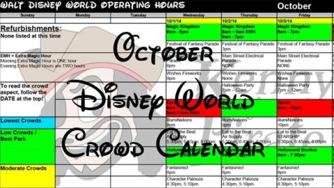 Changes to the October 2015 park hours and entertainment schedules