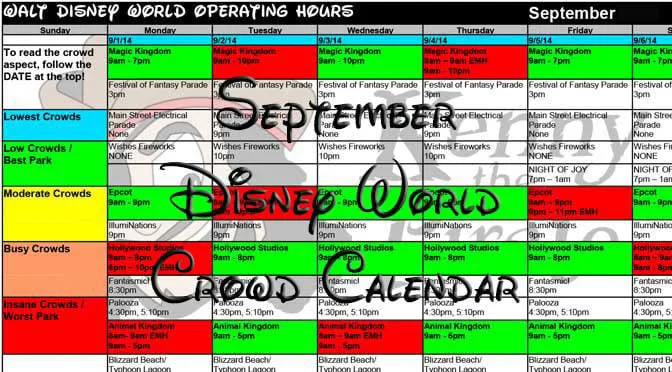Disney World Crowd Calendar September 2017