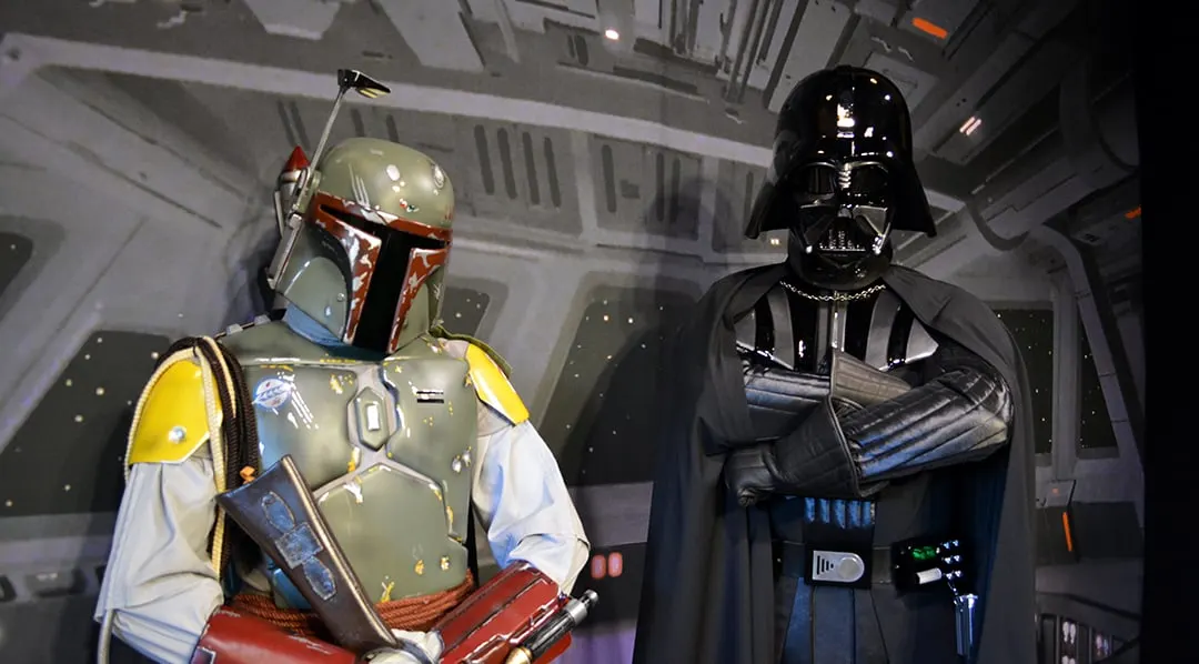 Boba Fett and Darth Vader at Star Wars Galactic Dine-in Character Breakfast at Hollywood Studios