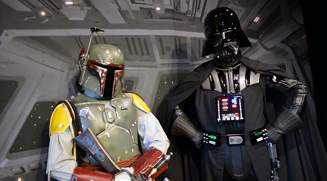 Boba Fett and Darth Vader at Star Wars Galactic Dine-in Character Breakfast at Hollywood Studios
