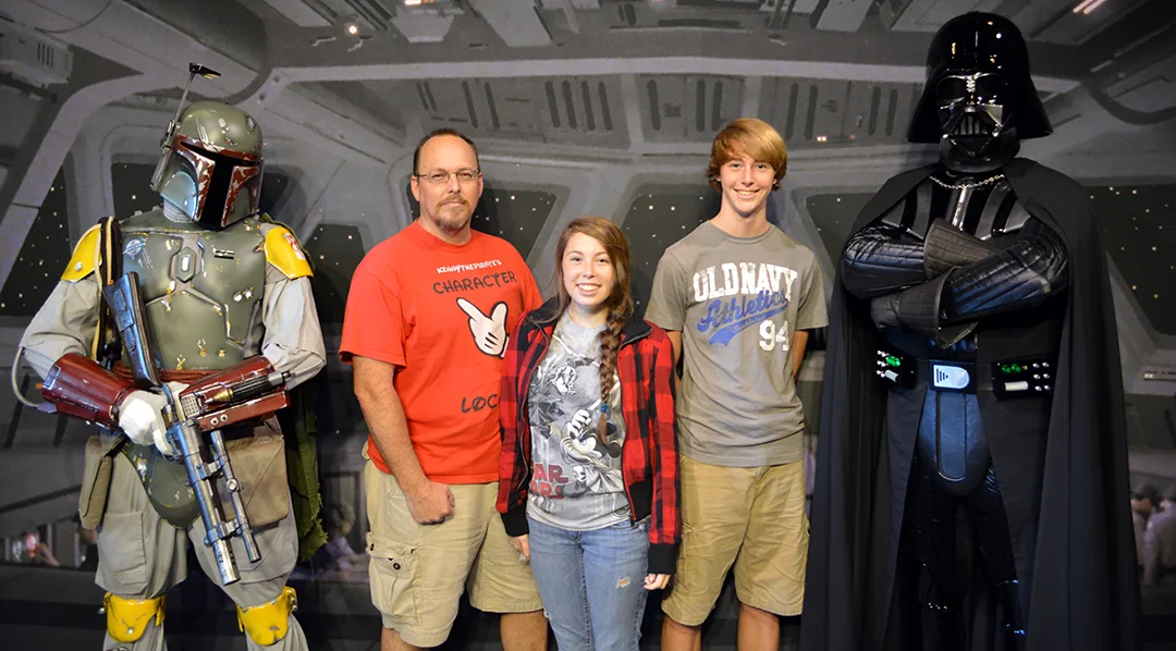 Boba Fett and Darth Vader at Star Wars Galactic Dine-in Character Breakfast at Hollywood Studios