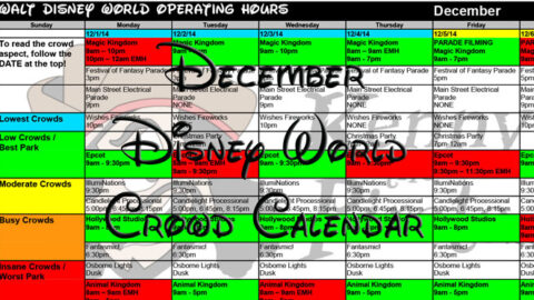 December 2017 Disney World crowd calendar and park hours created