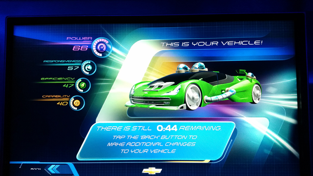 Car design at Test Track at Epcot