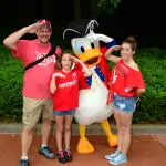 Donald Duck in Patriotic Revolutionary War costumes in Epcot's American Adventure
